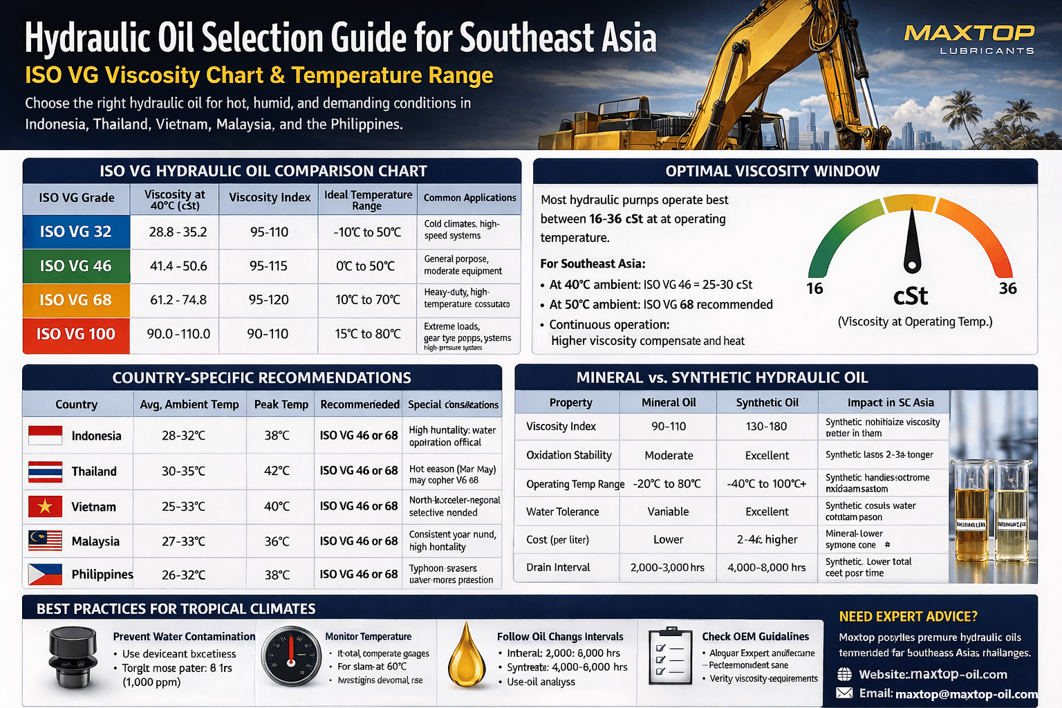 Hydraulic Oil Selection Guide for Southeast Asia: ISO VG Viscosity Chart & Temperature Range 1 Hydraulic Oil Selection Guide for Southeast Asia ISO VG Viscosity Chart Temperature Range